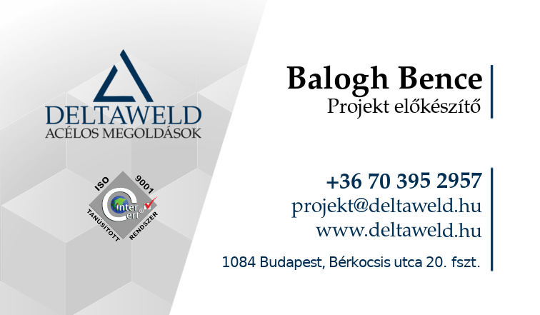 DELTAWELD Kft. - Balogh Bence, projektvezető névjegykártyája