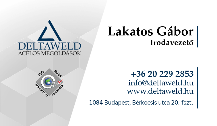 DELTAWELD Kft. - Lakatos Gábor, irodavezető névjegykártyája